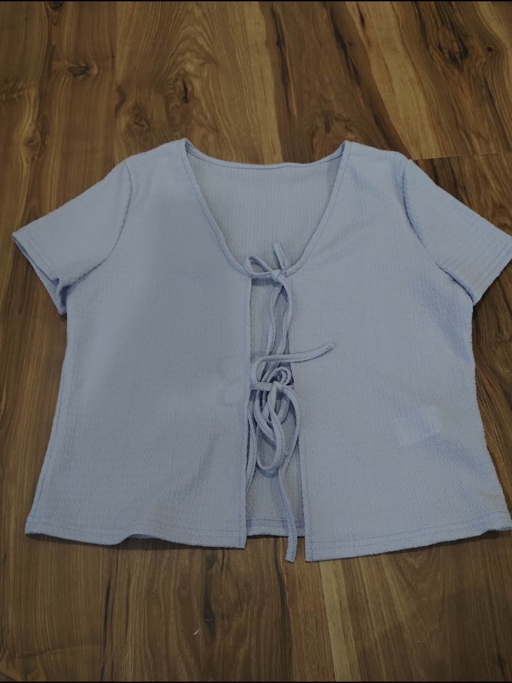 Lavender Tie-Front Short Sleeve Blouse